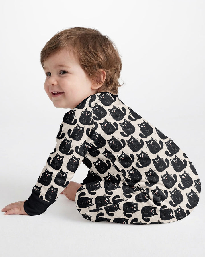 Moody Black Cats in Black and White Bamboo Convertible Zippy