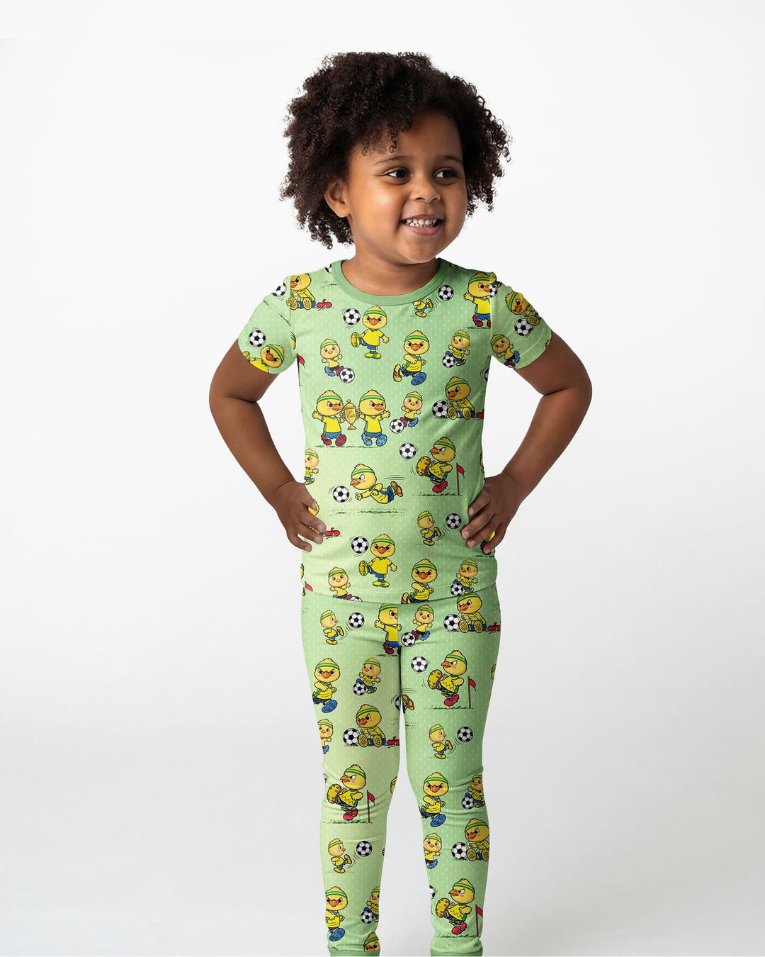 Brasil Soccer Fan Family Matching Bamboo Two Piece Short Sleeve Pajama Set