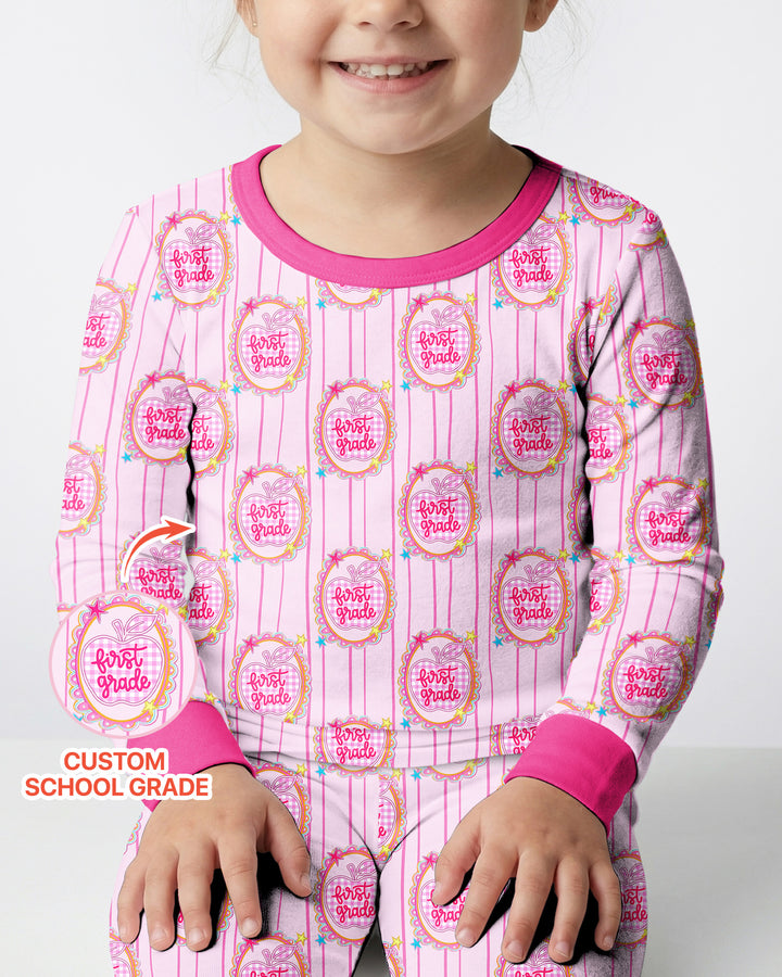 Custom Grade School Sweetie Bamboo Two Piece Long Sleeve Pajama Set