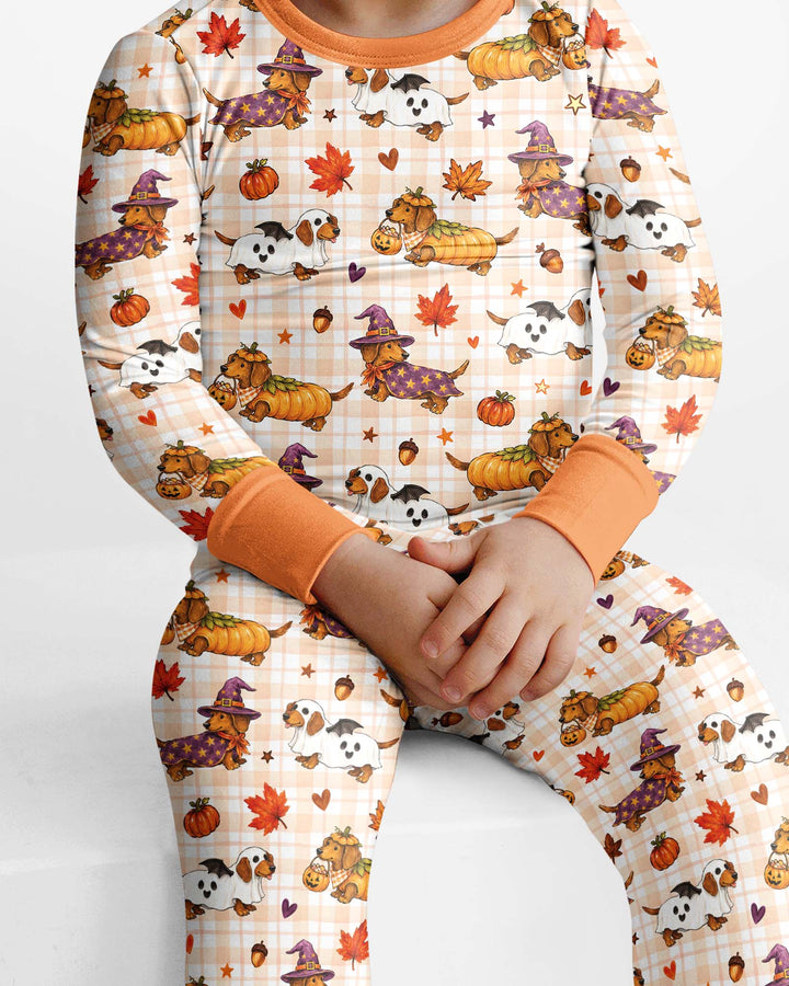 Spooky Dachshund Bamboo Two Piece Long Sleeve Pajama Set