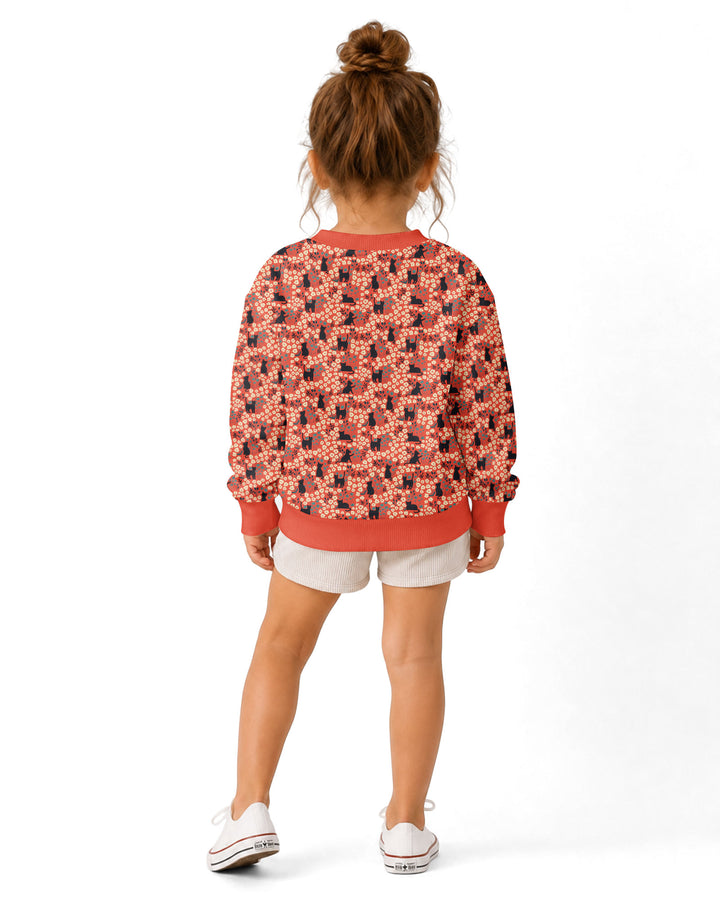 Black Cat Ditsy Bamboo Crewneck Sweatshirt