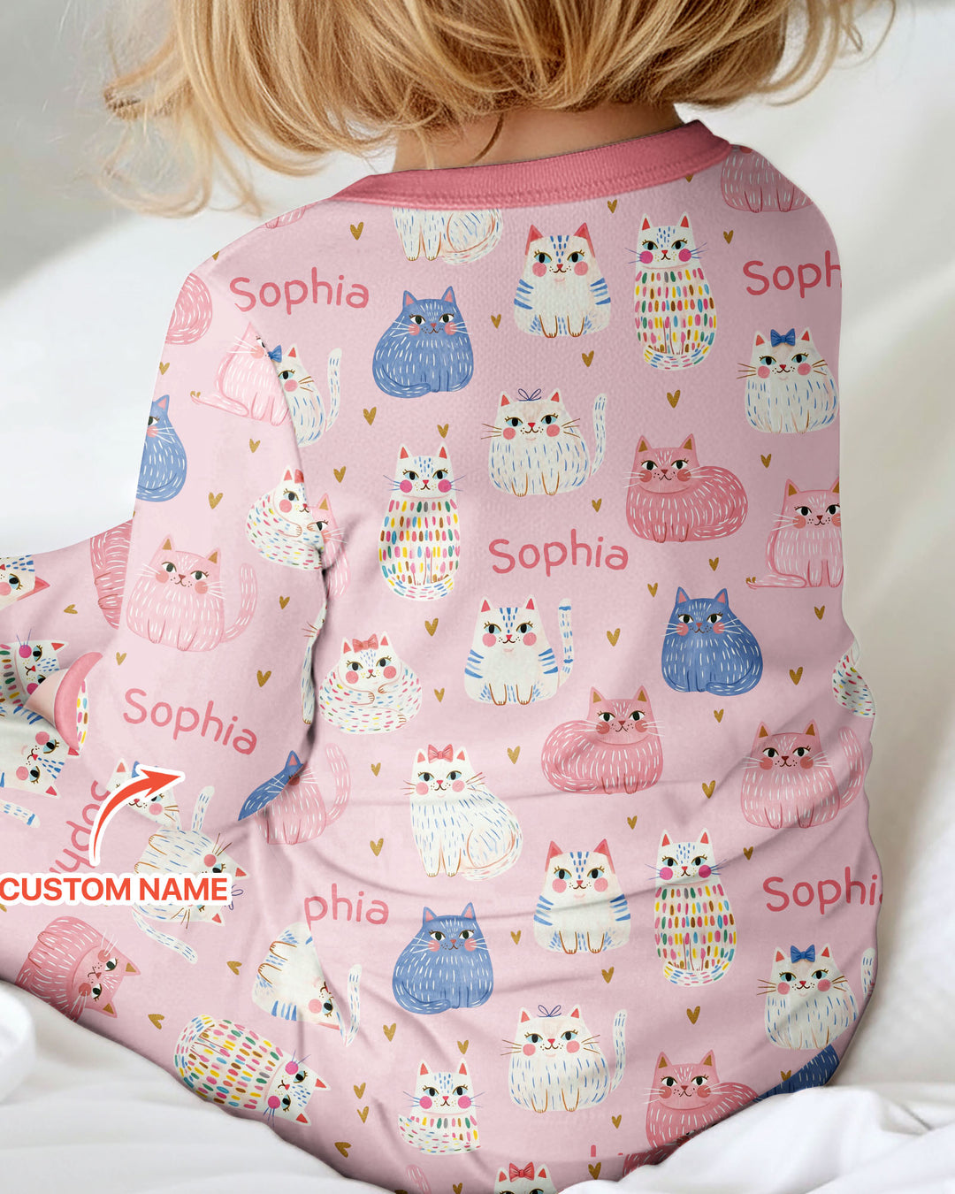 Custom Name Cute Pastel Cat Bamboo Convertible Zippy