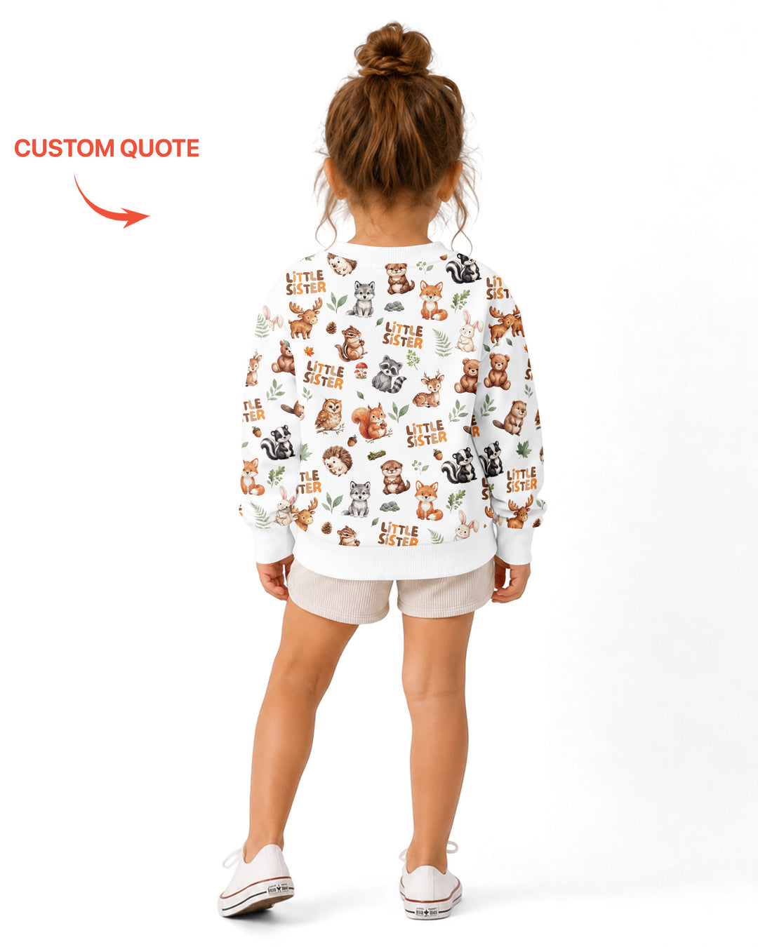 Custom Quote Woodland Animal Matching Sibling Bamboo Crewneck Sweatshirt