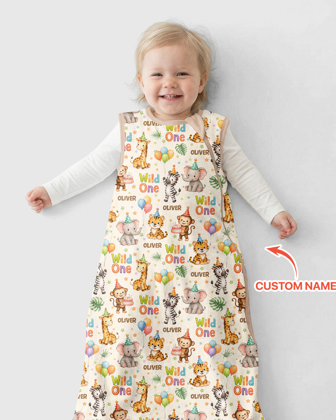 Custom Name 1st Birthday Wild One Bamboo Sleep Bag