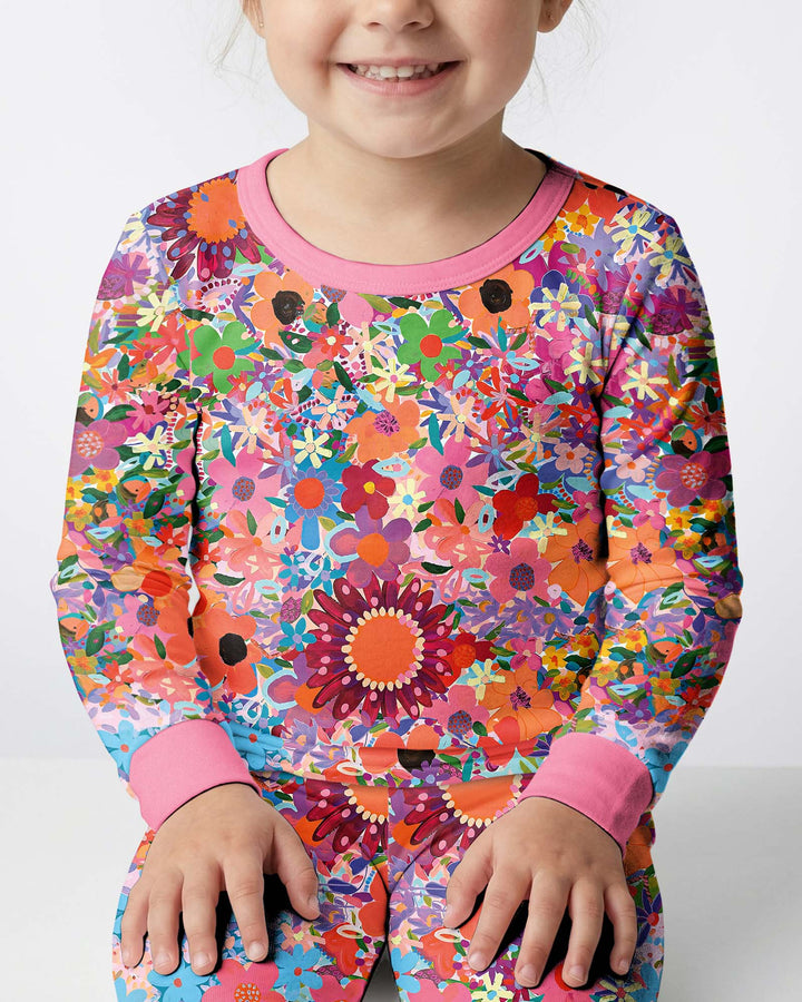 Rainbow Blooms Bamboo Two Piece Pyjamas Set