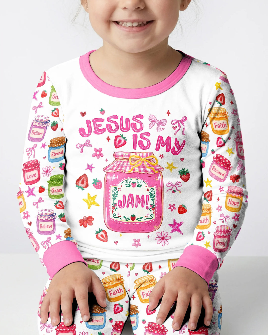 Preppy Summer Jesus Is My Jam Bamboo Two Piece Long Sleeve Pajama Set