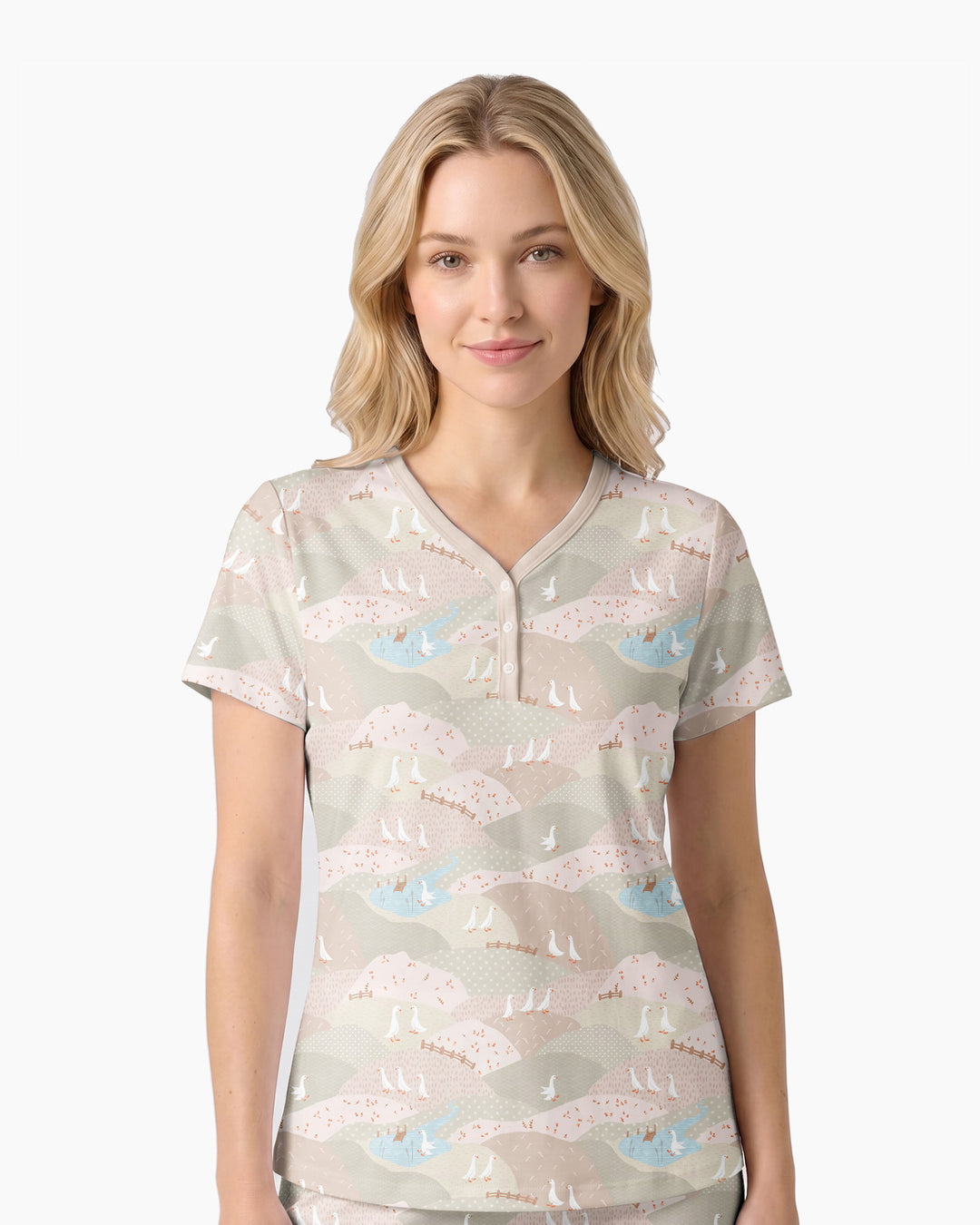 Wandering Geese Family Matching Bamboo Women Short Sleeve Short Pajama Set