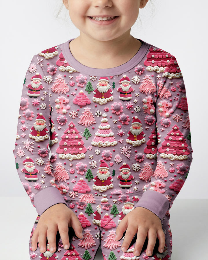 Pink Snowmen Bamboo Two Piece Long Sleeve Pajama Set