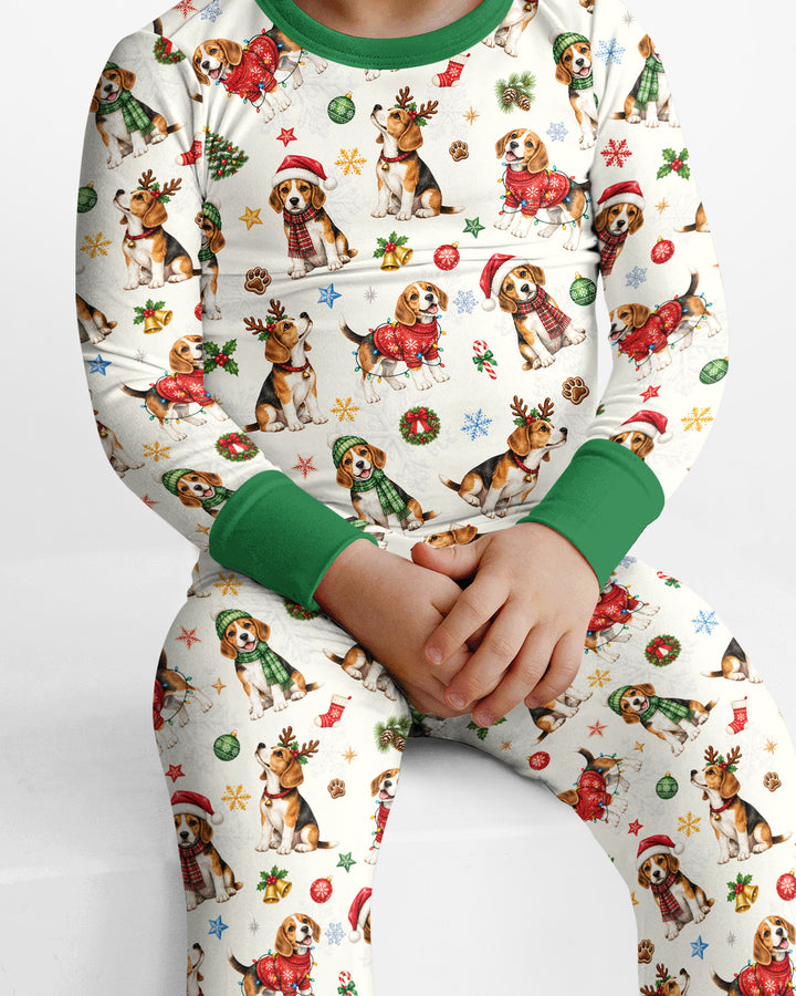 Beagle Christmas Bamboo Two Piece Long Sleeve Pajama Set