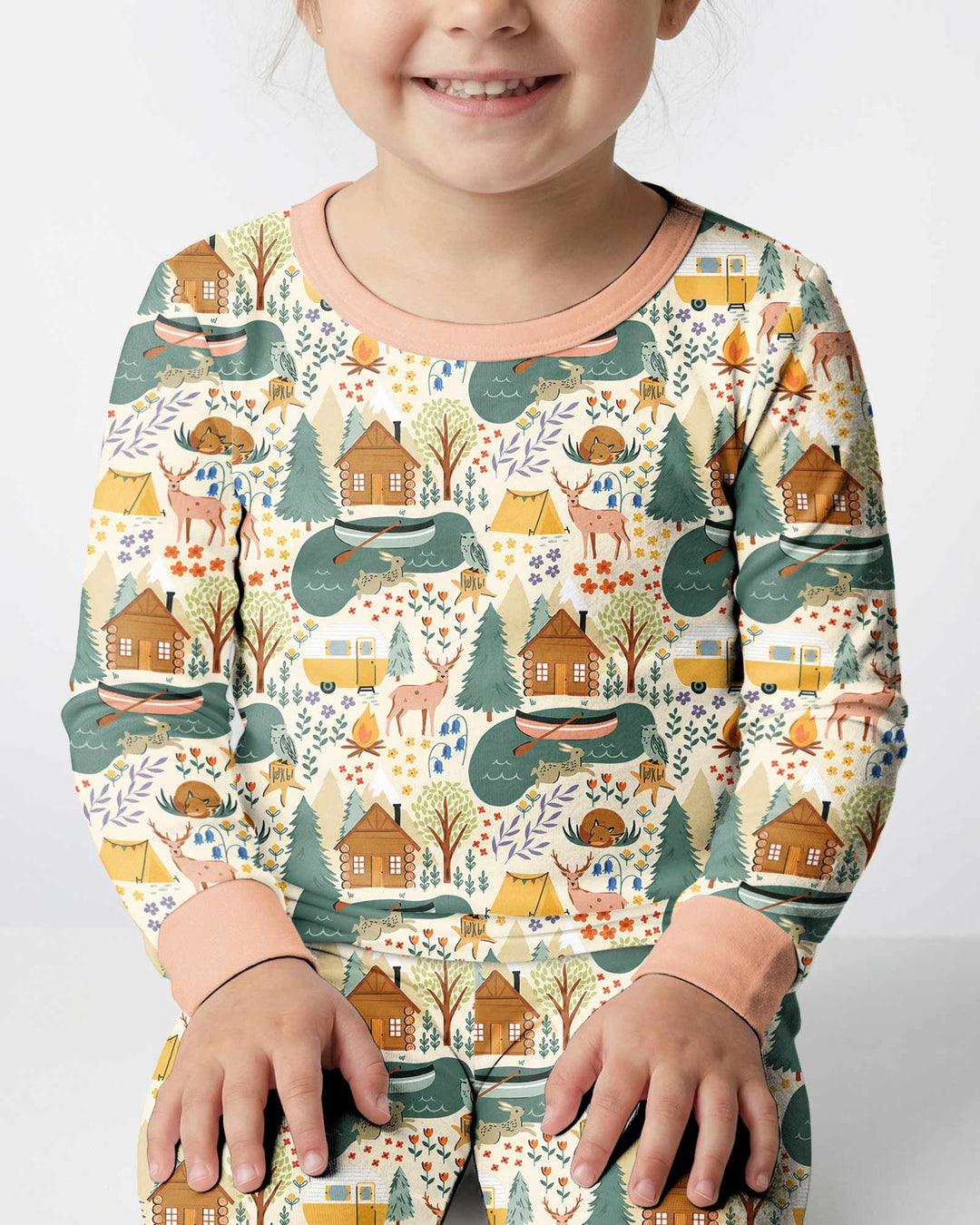 Lake View Camping Bamboo Two Piece Long Sleeve Pajama Set