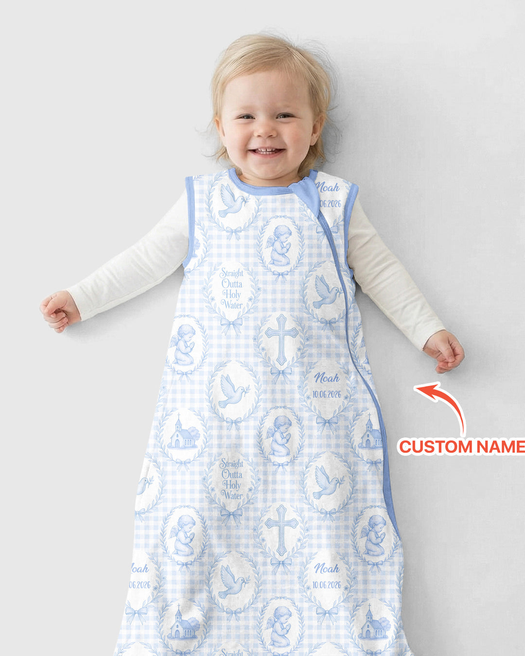 Custom Name Baptism Straight Outta Holy Water Bamboo Sleep Bag