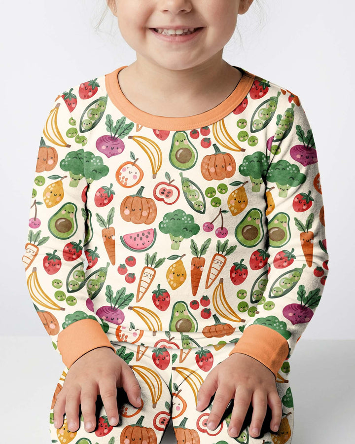 Veggie Friends Family Matching Bamboo Two Piece Long Sleeve Pajama Set