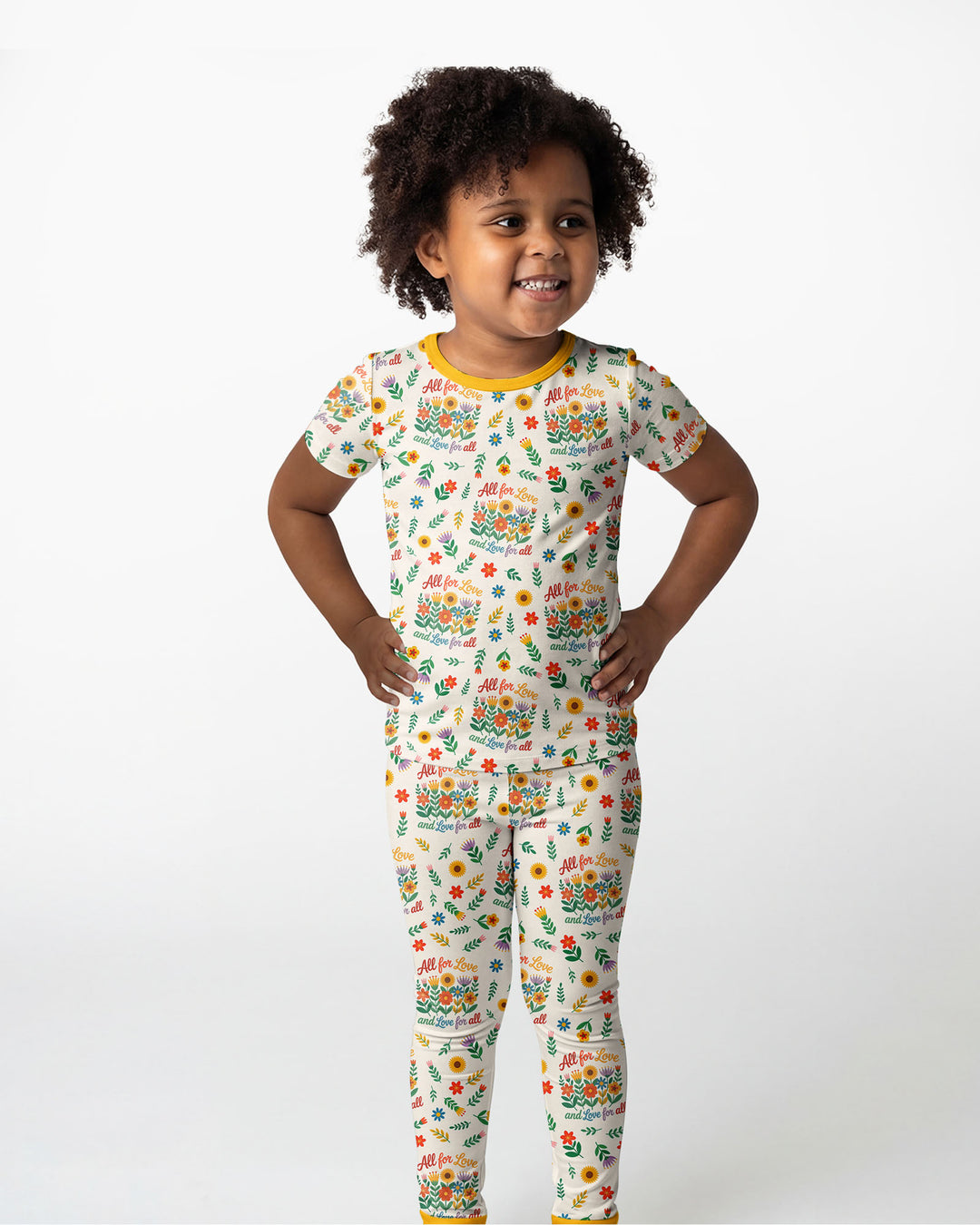 Love For All Family Matching Bamboo Two Piece Short Sleeve Pajama Set