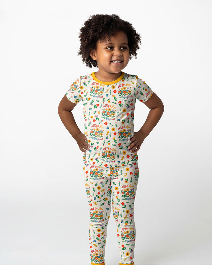 Love For All Family Matching Bamboo Two Piece Short Sleeve Pajama Set