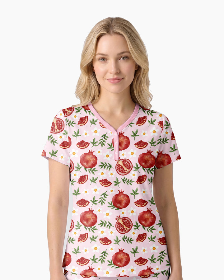 Pomegranate Garden Joy Family Matching Bamboo Women Short Sleeve Short Pajama Set