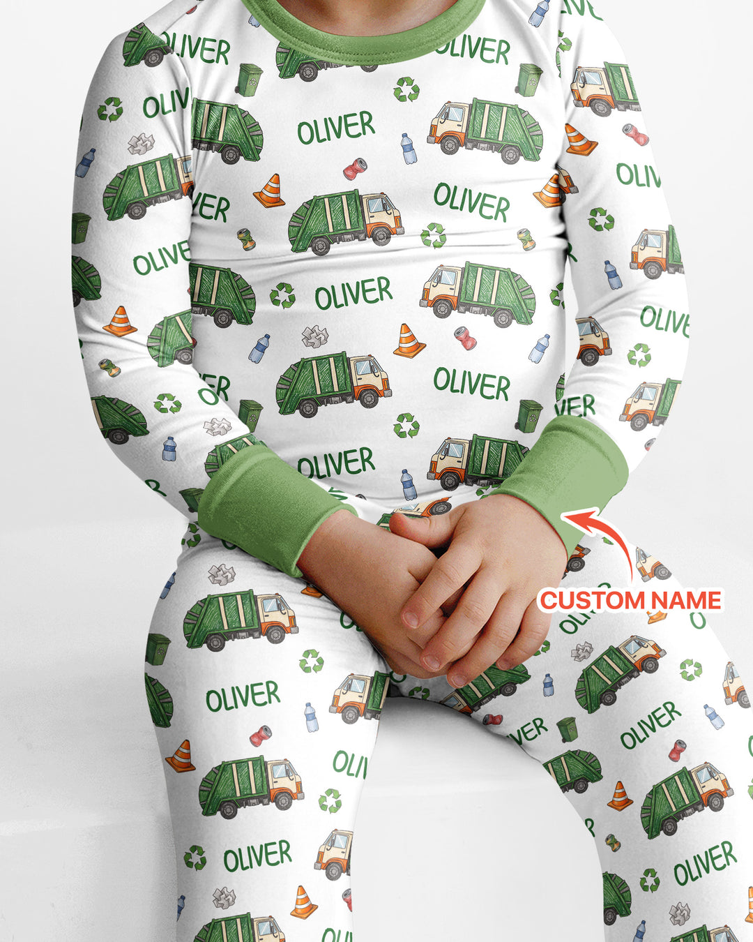 Custom Name Garbage Day Bamboo Two Piece Long Sleeve Pajama Set