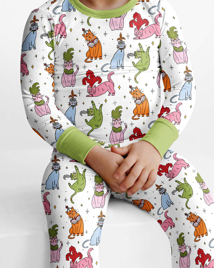 Whimsical Cats Bamboo Two Piece Long Sleeve Pajama Set