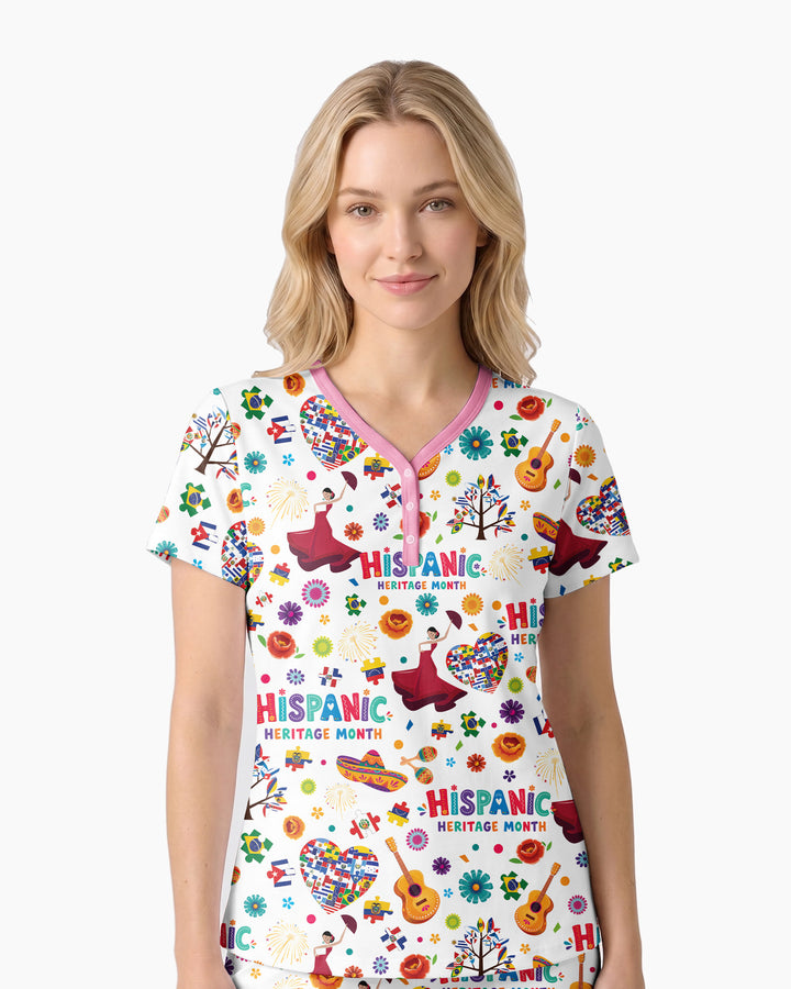 Fiesta Hispanic Heritage Month Bamboo Women Short Sleeve Short Pajama Set