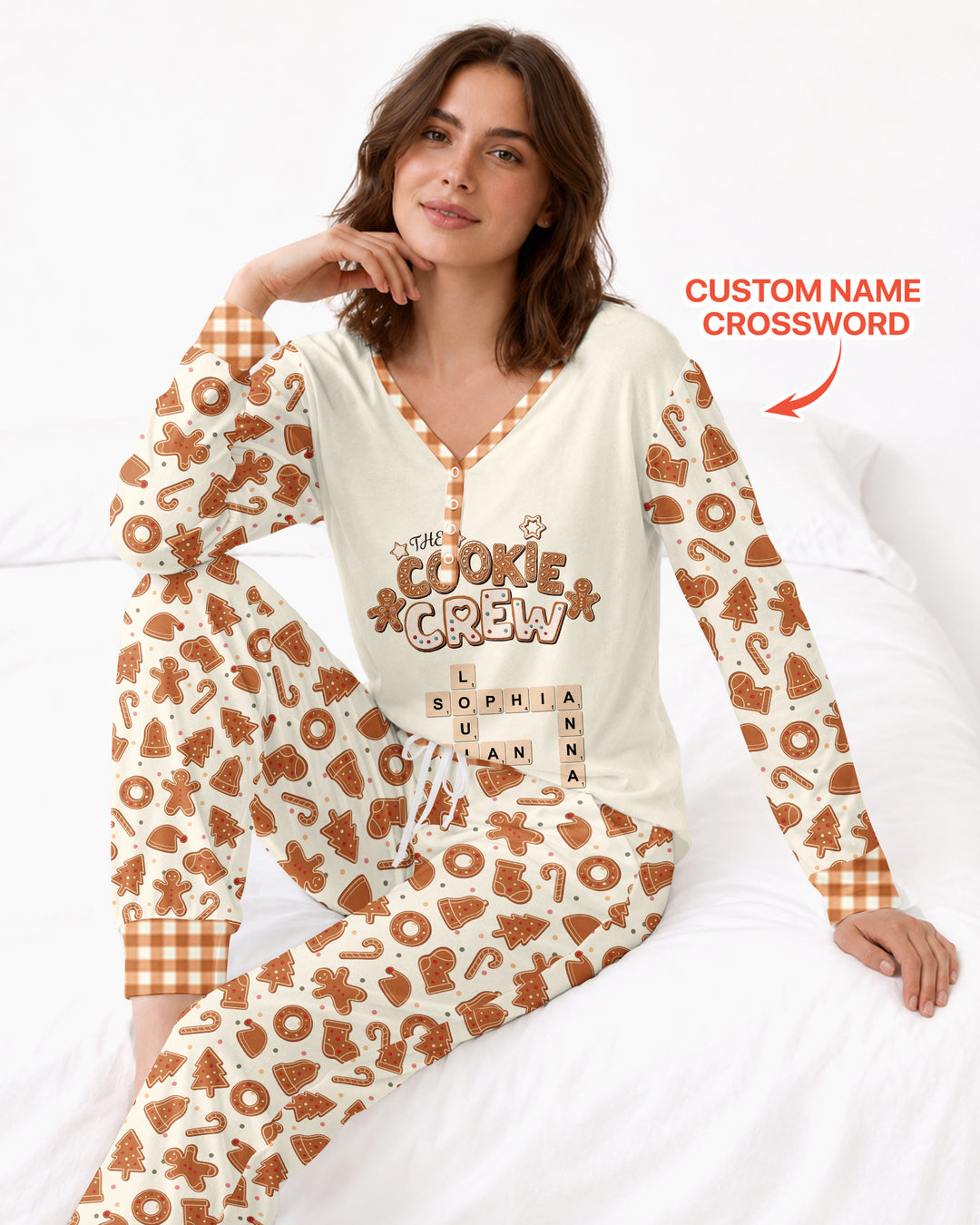 Custom Crossword Cookie Crew Bamboo Women Pajama Set