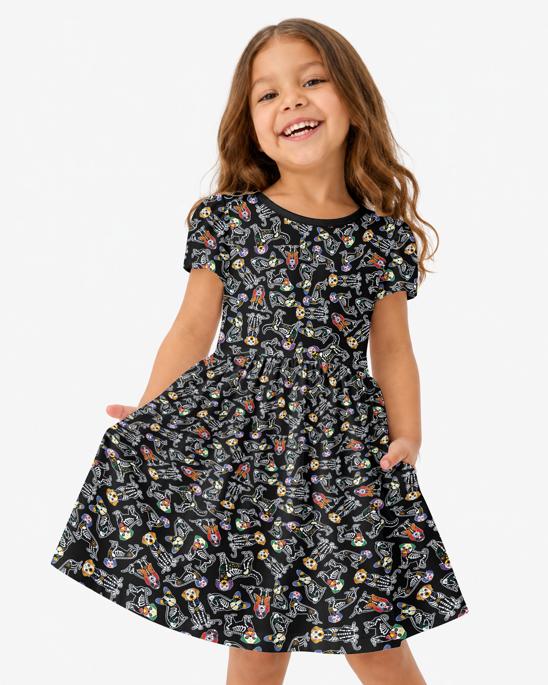 Dia De Los Muertos Doggie Bamboo Twirl Dress