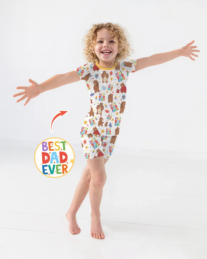 Best Daddy Bear Ever Family Matching Bamboo Two Piece Short Sleeve Shorts Pajama Set
