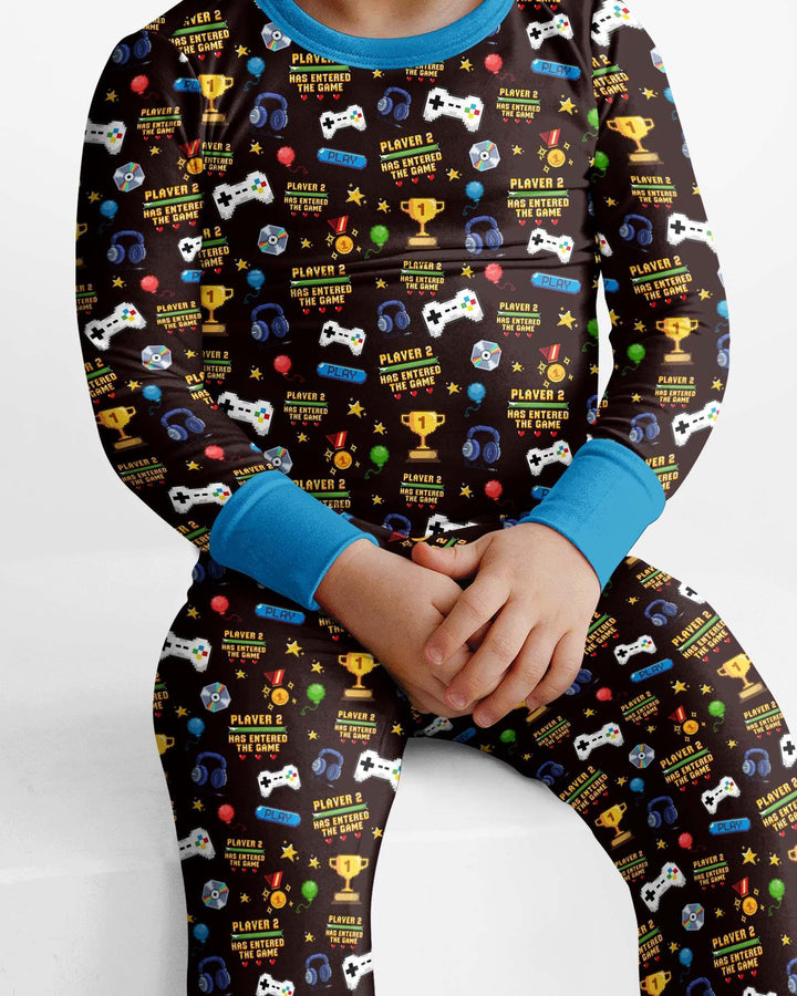Leveled Up Daddy & Me Matching Bamboo Two Piece Long Sleeve Pajama Set
