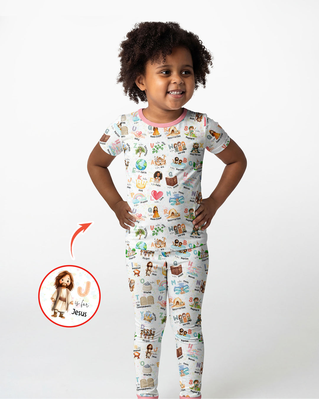 Bible ABC Alphabet Bamboo Two Piece Short Sleeve Pajama Set