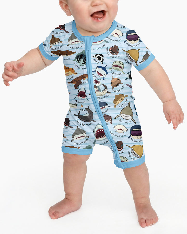 Shark Faces Bamboo Shorty Zippy