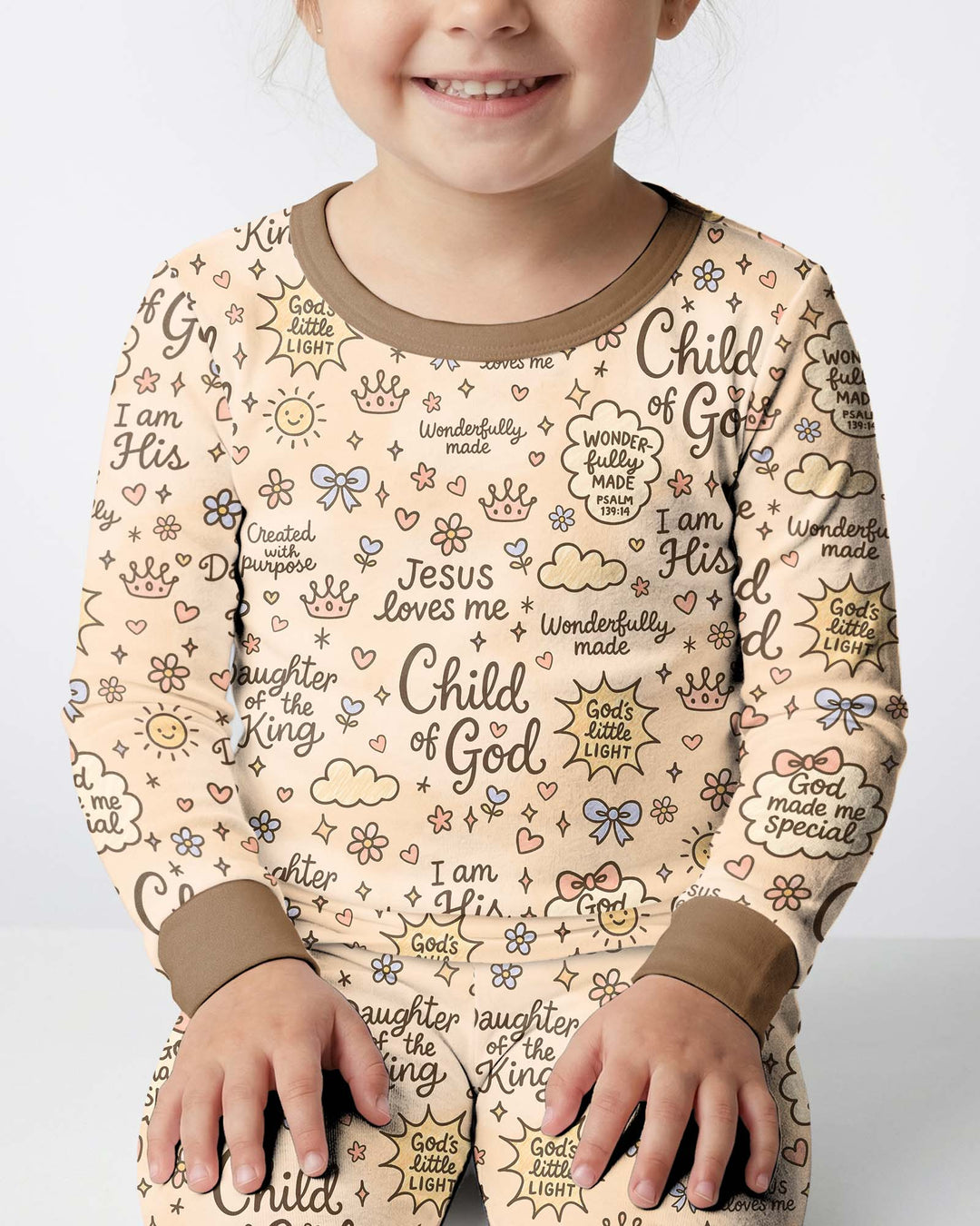 Child Of God Jesus Loves Me Bamboo Two Piece Long Sleeve Pajama Set