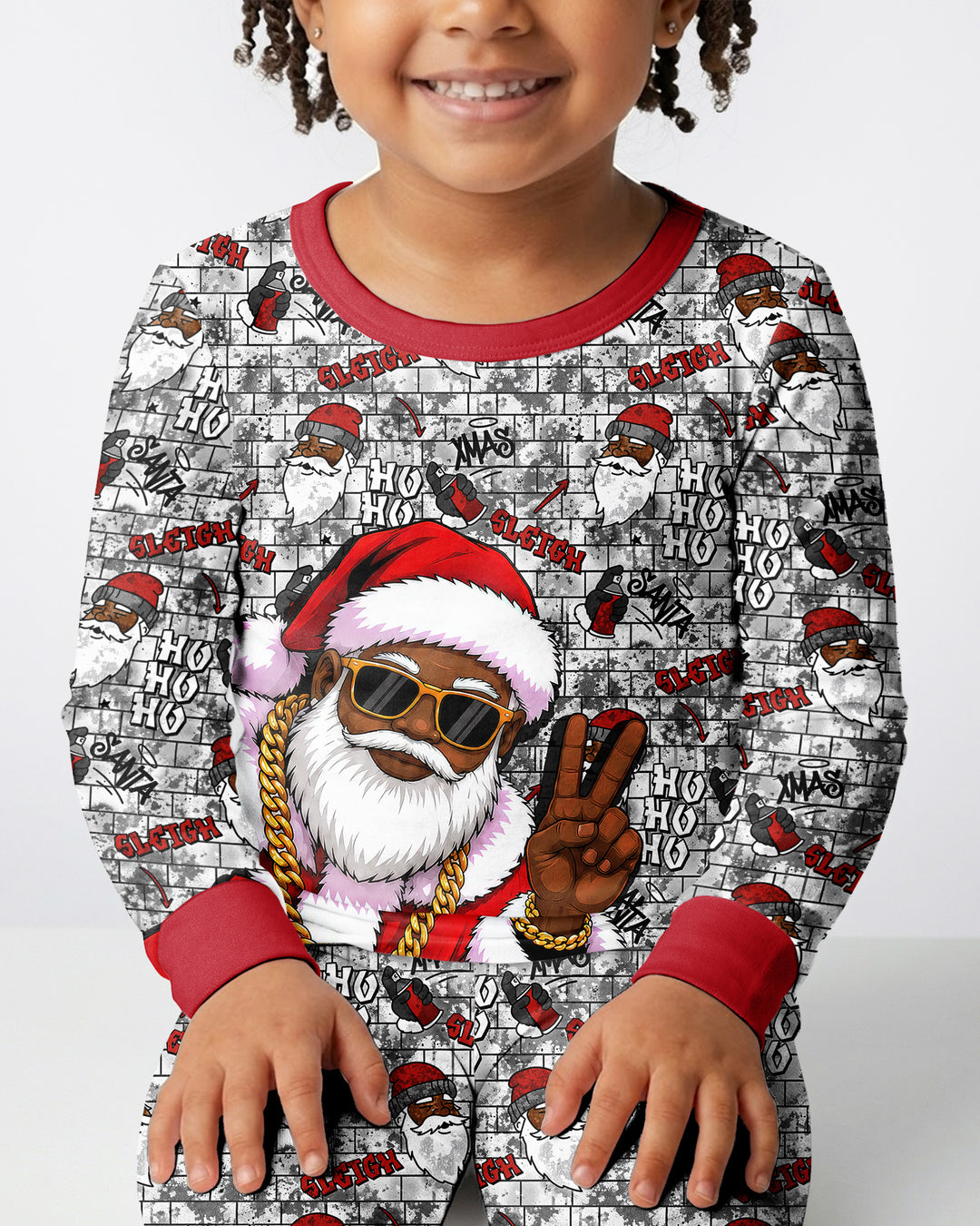 Santa Swag Christmas Bamboo Two Piece Long Sleeve Pajama Set