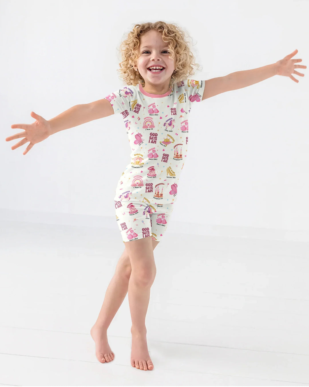 God Says I Am Girl Bamboo Two Piece Short Sleeve Shorts Pyjamas Set