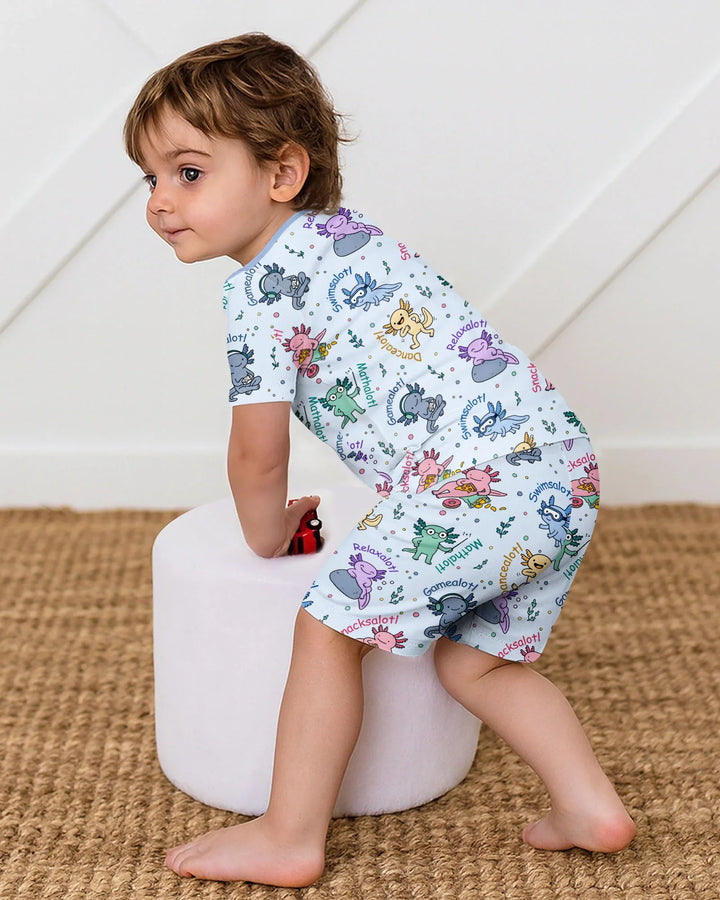 A Lotta Axolotls Bamboo Two Piece Short Sleeve Shorts Pajama Set