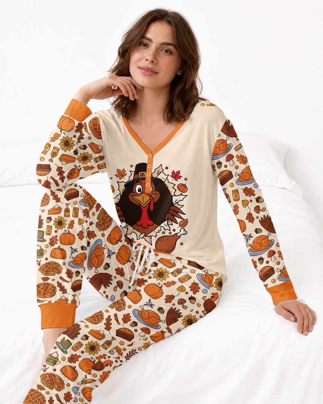 Funny Turkey on Thanksgiving Bamboo Women Pajama Set