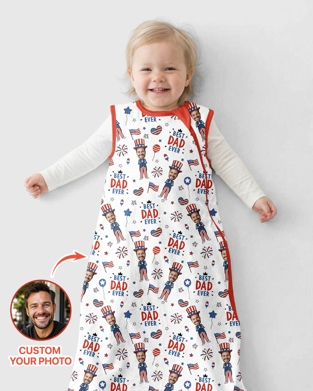 Custom Photo Best Patriotic Family Ever Bamboo Sleep Bag