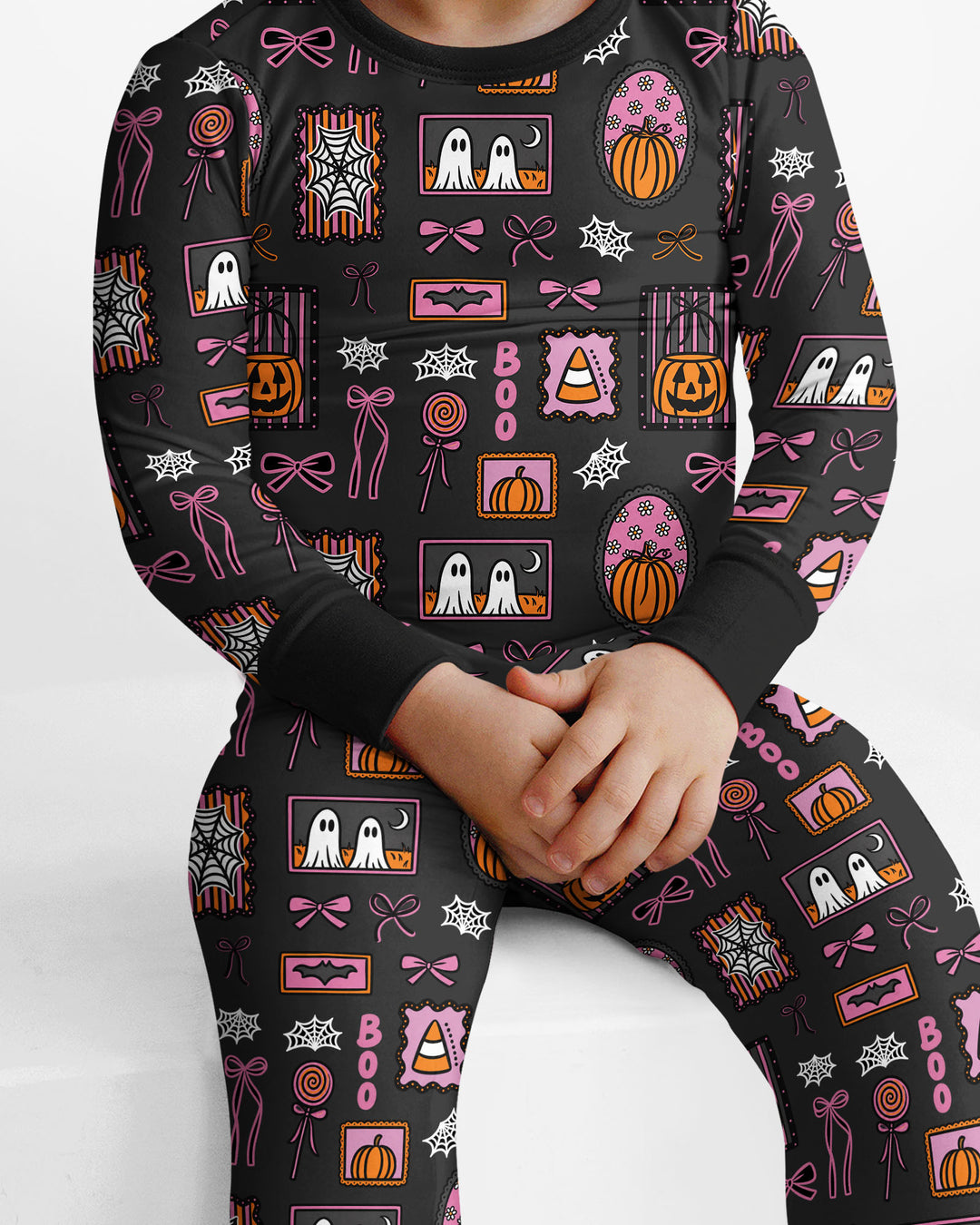 Spooky Preppy Pink Bamboo Two Piece Long Sleeve Pajama Set