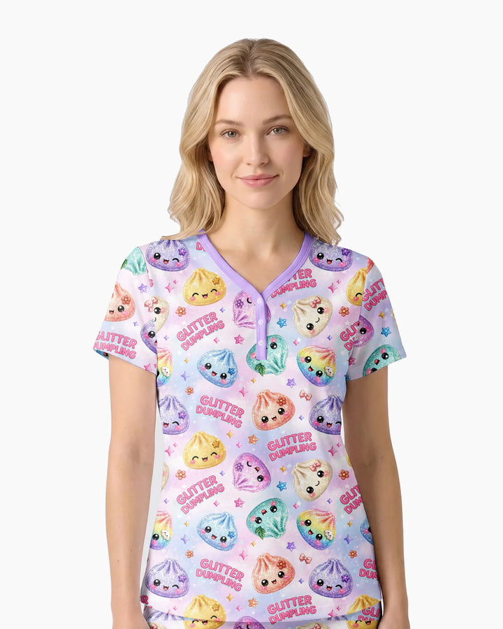 Glitter Dumpling Bamboo Women Short Sleeve Short Pajama Set