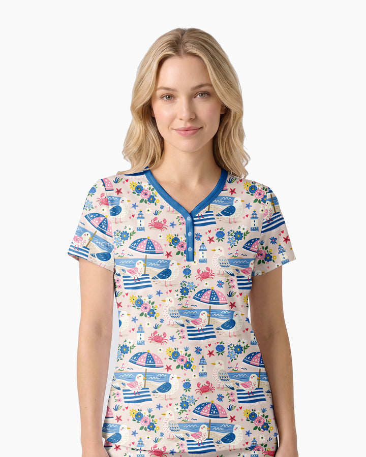 A Day At The Shore Bamboo Women Short Sleeve Short Pajama Set