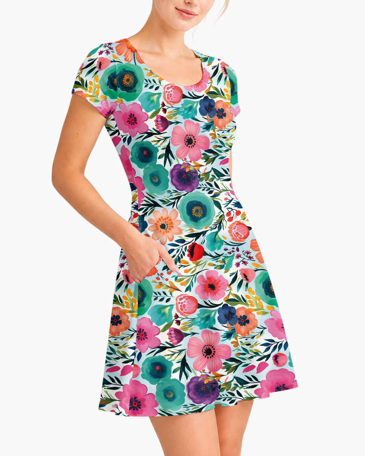 Secret Garden Bamboo Women’s Short Sleeve Twirl Dress