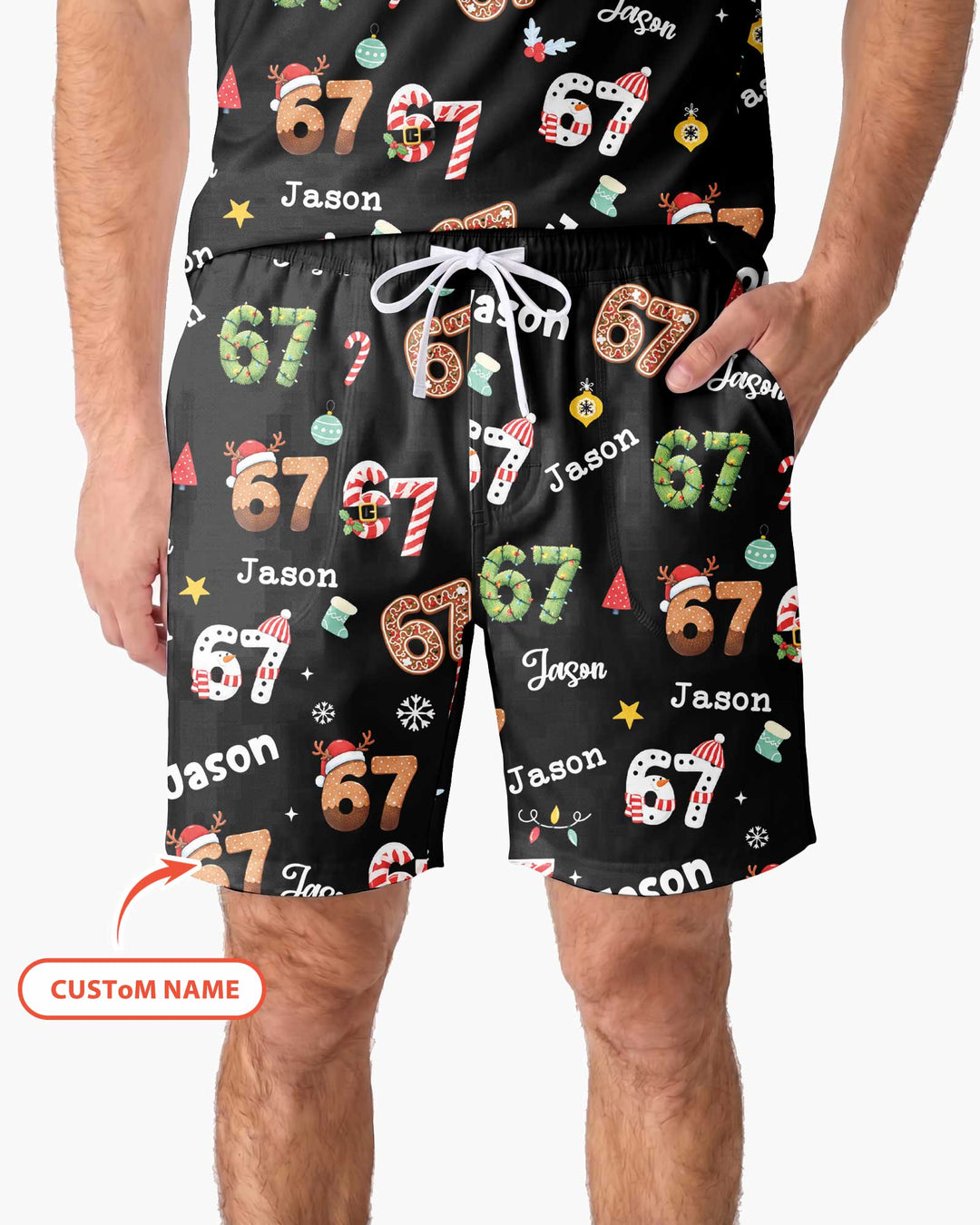 Custom '6 7' Six Seven Christmas Slang Meme Bamboo Men Short Sleeve Short Pajama Set