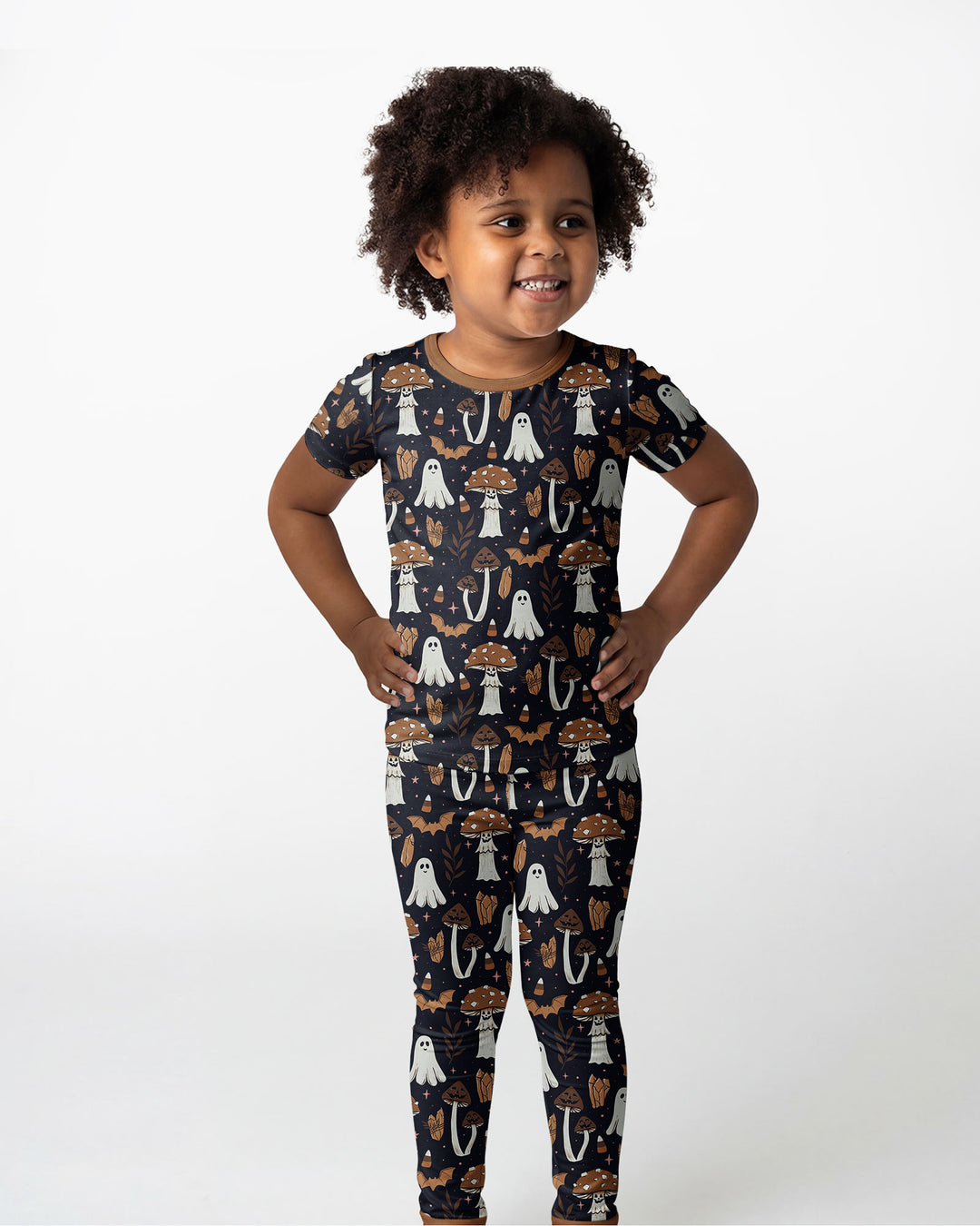 Retro Halloween Whimsy Bamboo Two Piece Short Sleeve Pajama Set