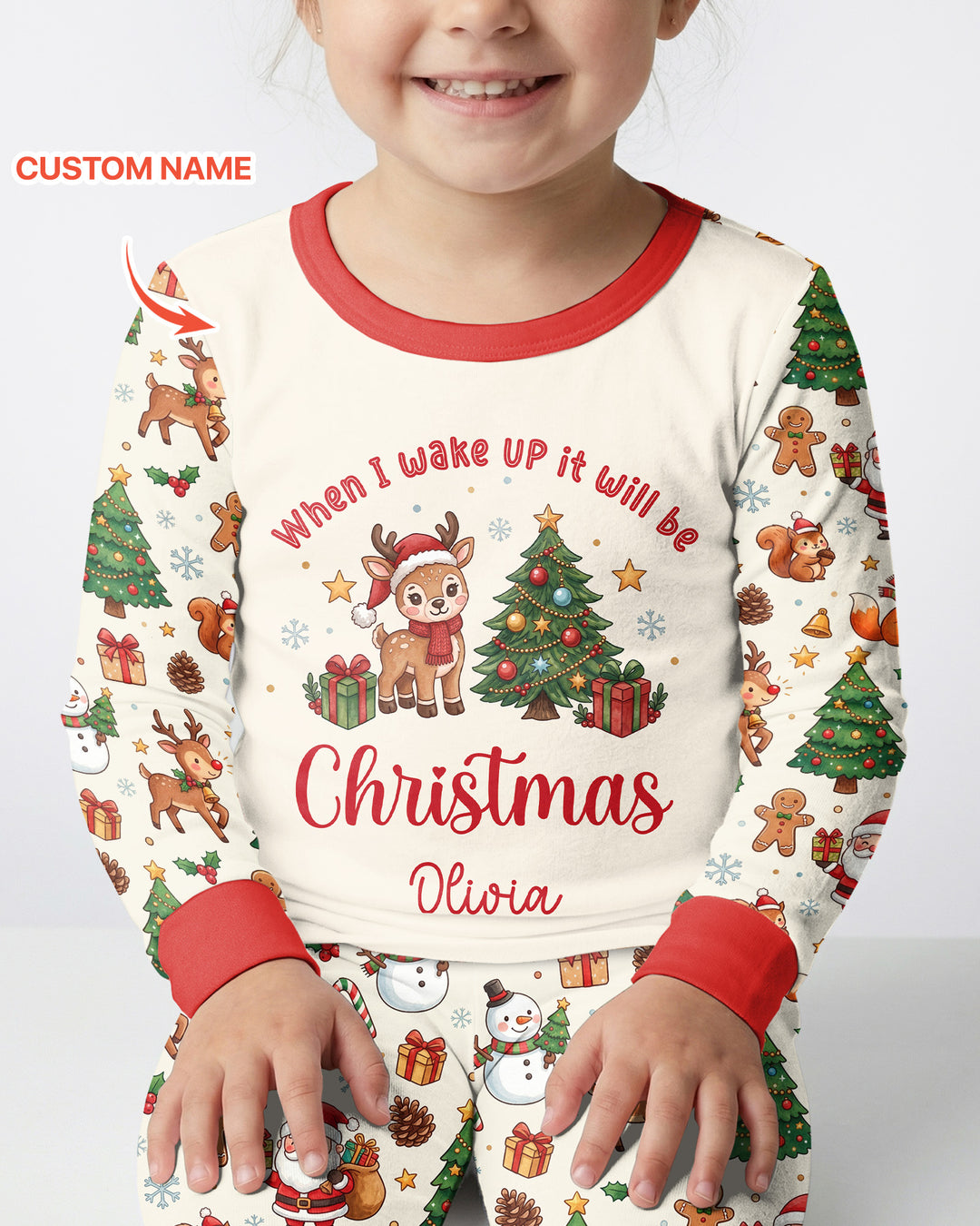 Custom Name When I Wake Up It's Will Be Christmas Bamboo Two Piece Long Sleeve Pajama Set