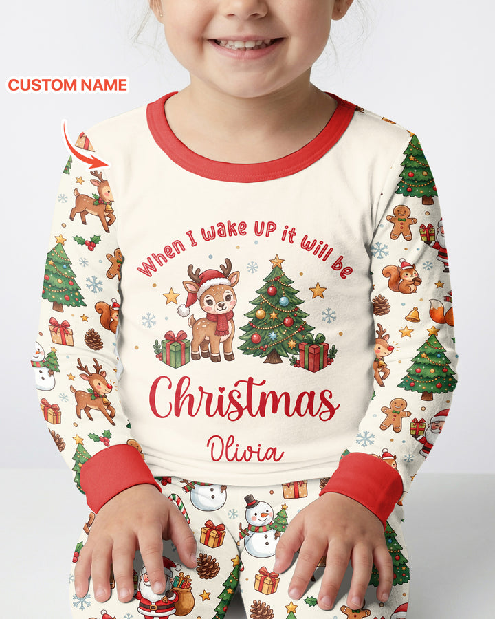 Custom Name When I Wake Up It's Will Be Christmas Bamboo Two Piece Long Sleeve Pajama Set