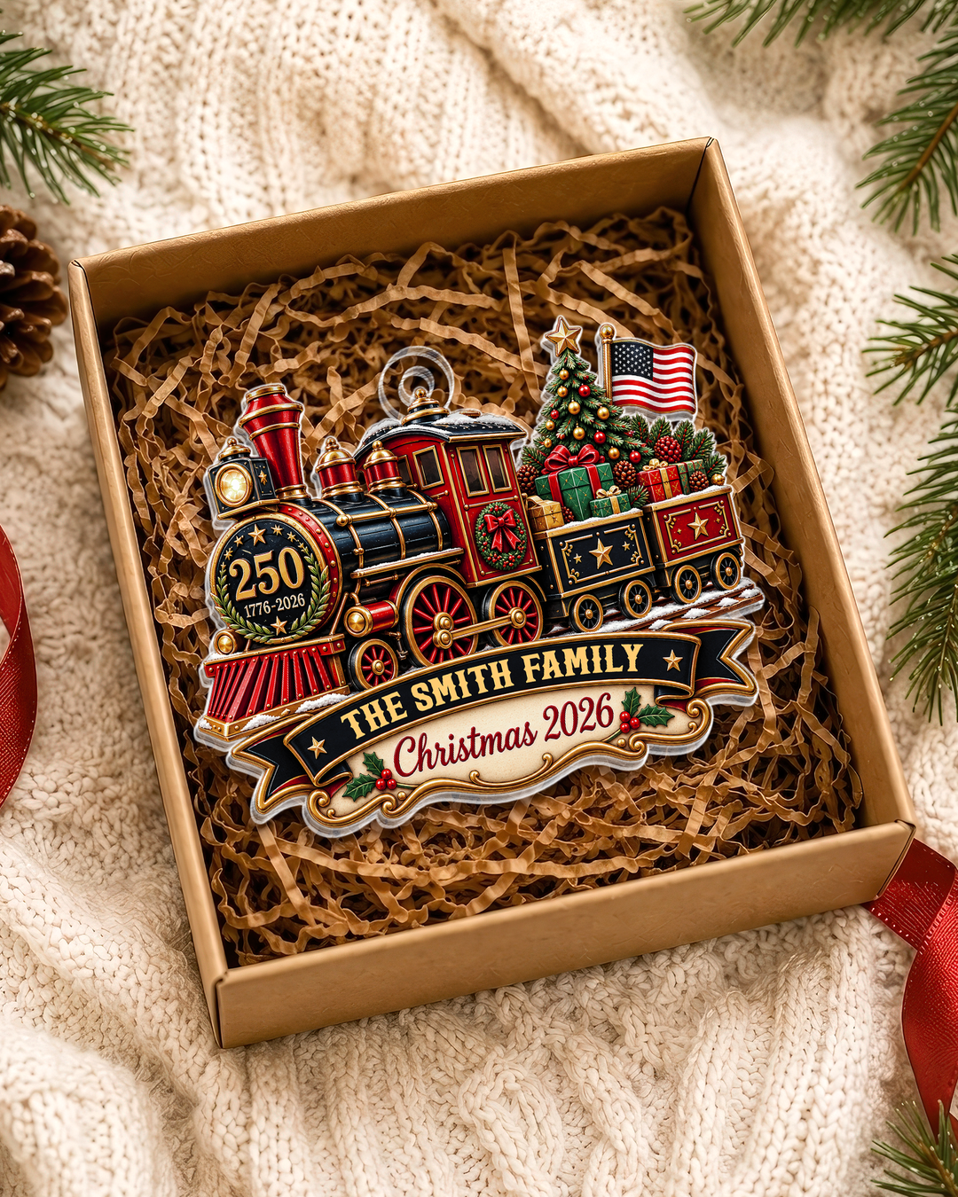 250th Anniversary Christmas Train - Personalized Acrylic Ornament