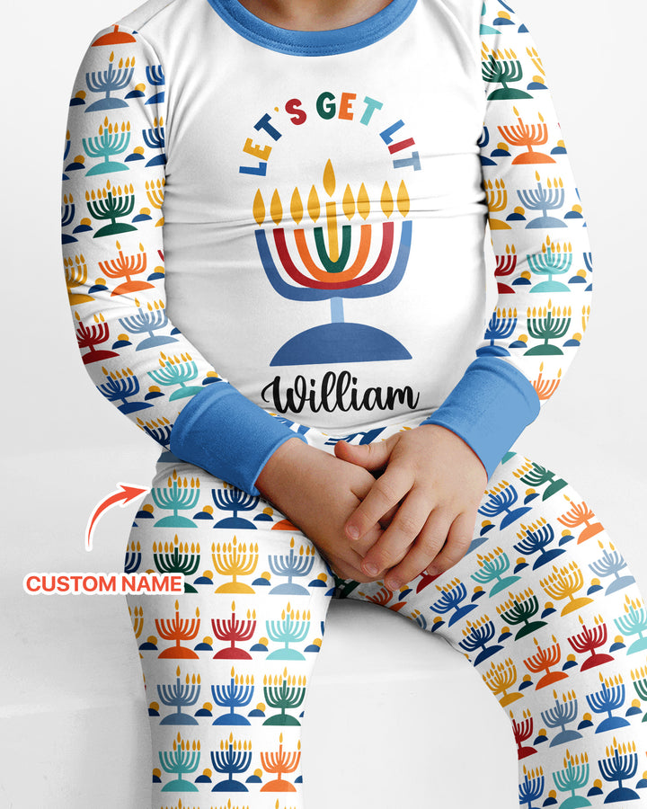 Let's Get Lit Hanukkah Bamboo Two Piece Long Sleeve Pajama Set