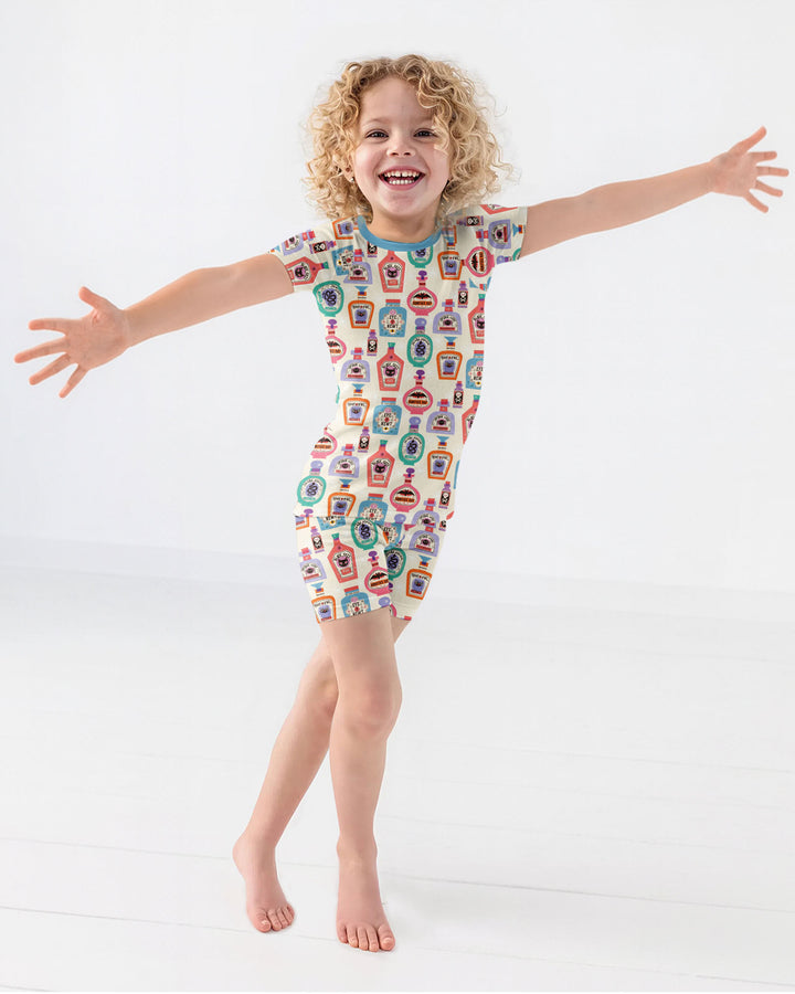 Retro Halloween Potions Bamboo Two Piece Short Sleeve Shorts Pajama Set