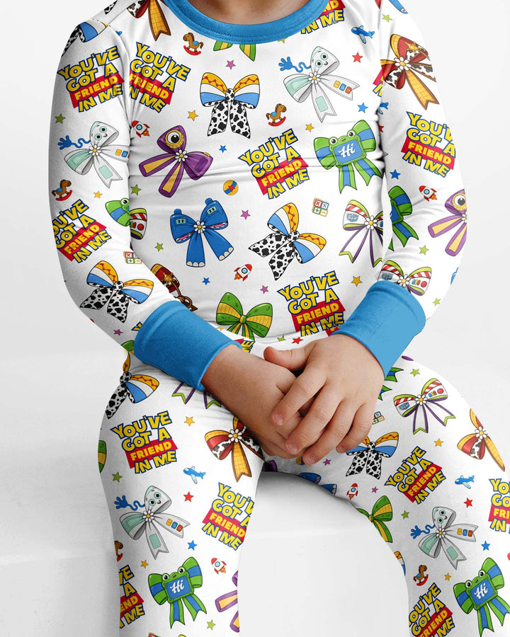 Magical Mirror Bow Bamboo Two Piece Long Sleeve Pajama Set