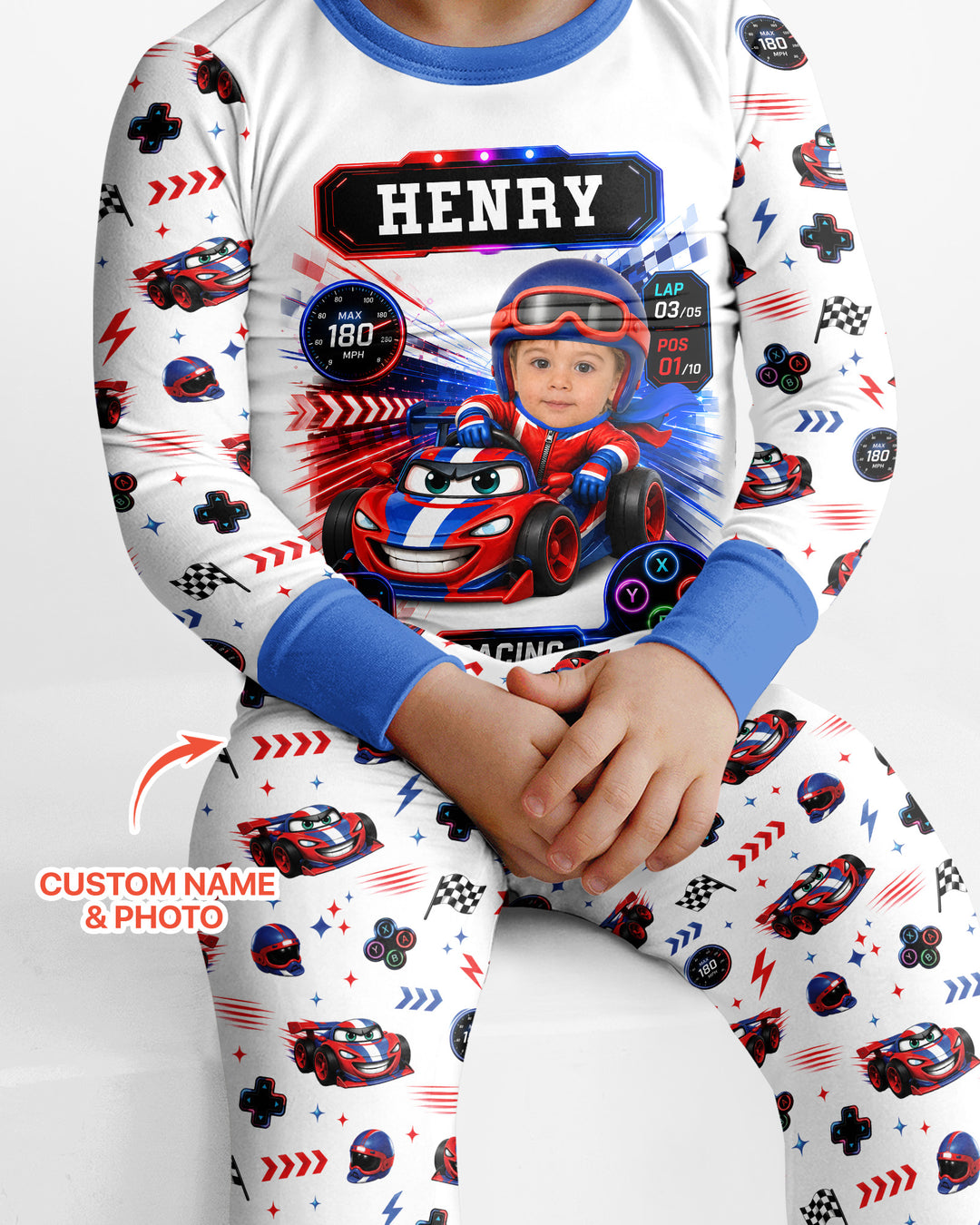 Kids Racing Car Bamboo Two Piece Long Sleeve Pajama Set