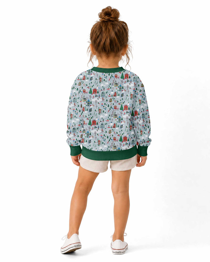 Snowy Christmas Village Map Bamboo Crewneck Sweatshirt