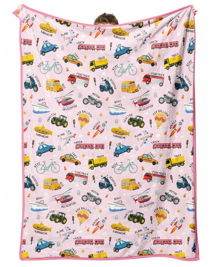 Vehicle Vocabulary Bamboo Blanket