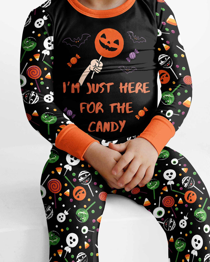 Halloween Lolipop I'm Just Here For The Candy Bamboo Two Piece Long Sleeve Pajama Set